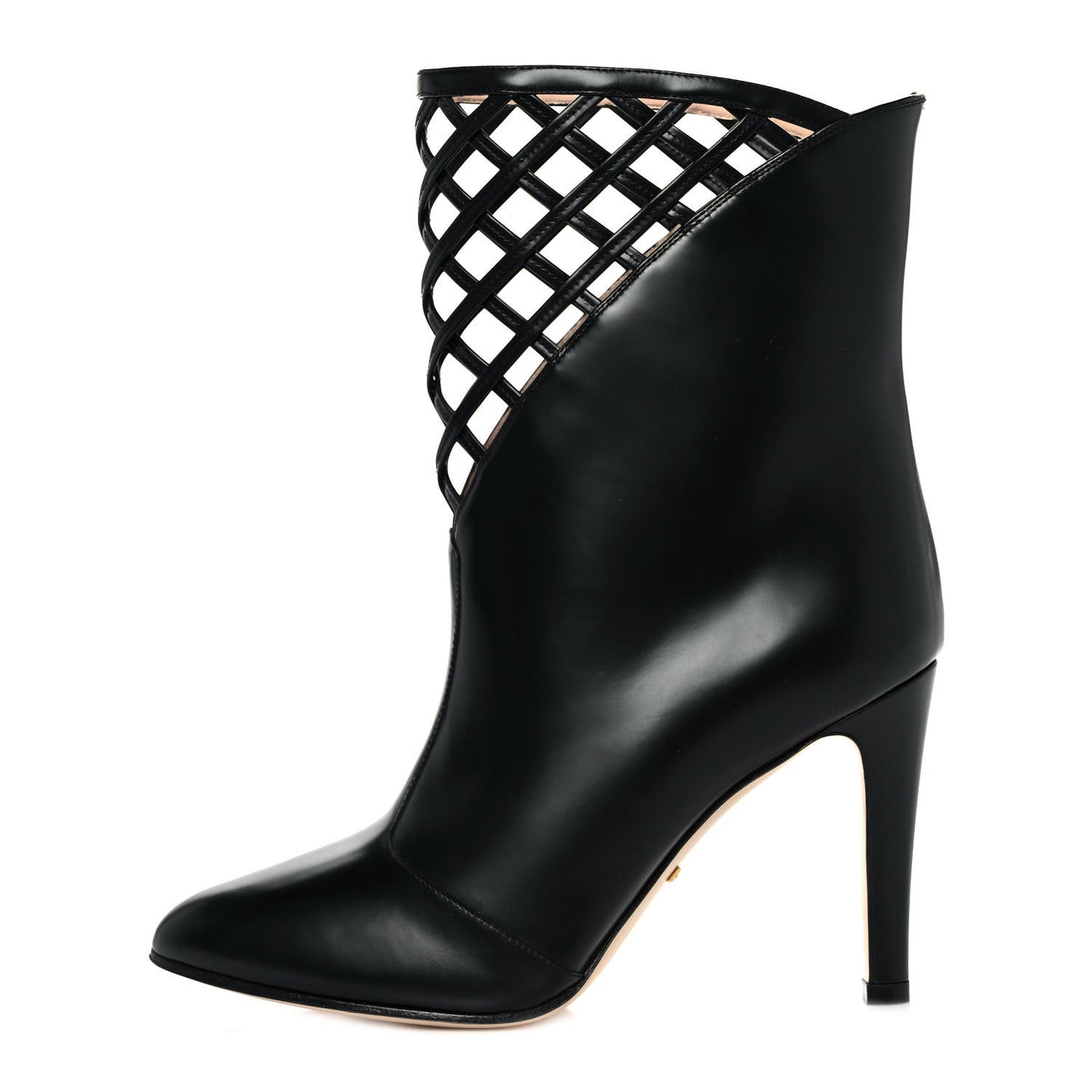 Plume Calfskin Damir Lattice Cutout Boots 38.5 Black