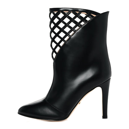 Gucci Plume Calfskin Damir Lattice Cutout Boots 38.5 Black 1 of 9
