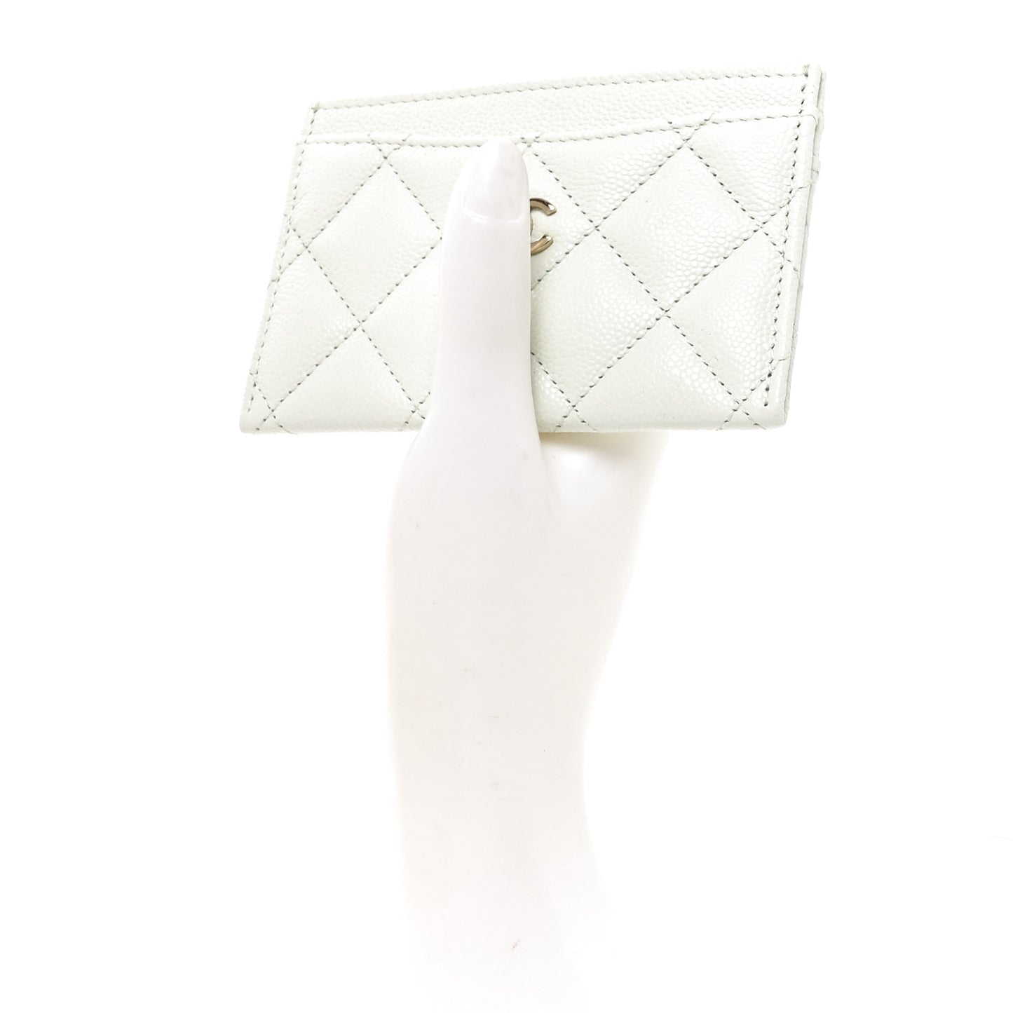 Caviar Quilted Card Holder Light Blue