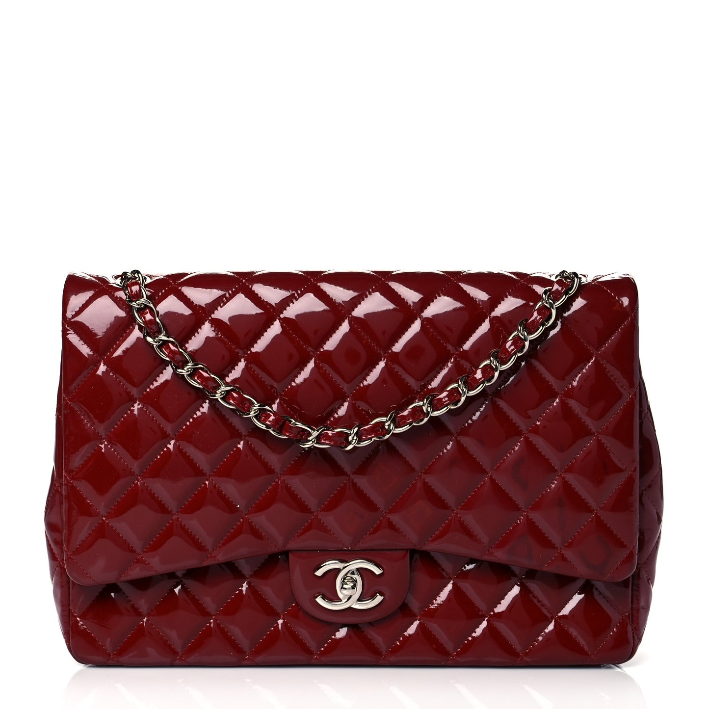 Patent Quilted Maxi Double Flap Red