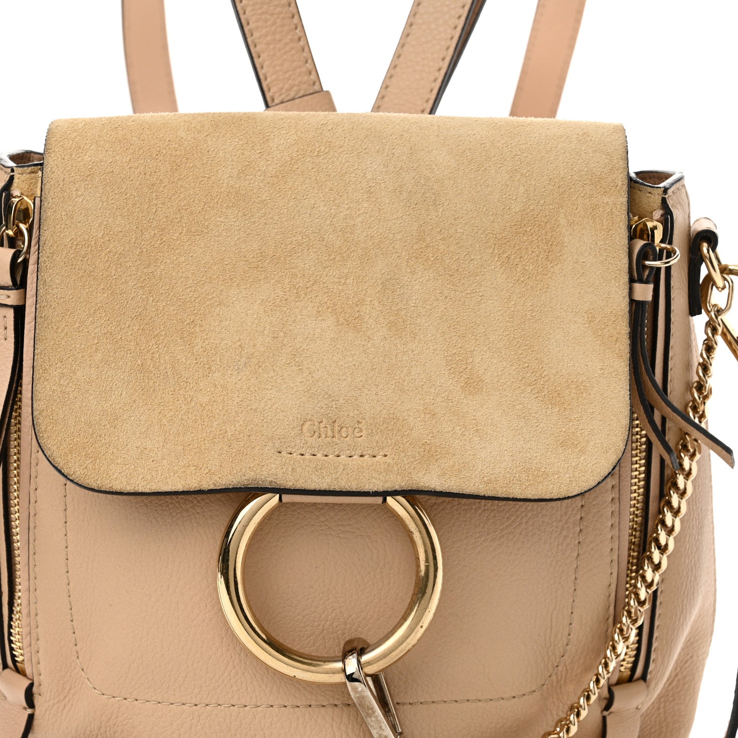 Chloe Suede Calfskin Small Faye Backpack Cement Pink 8 of 13