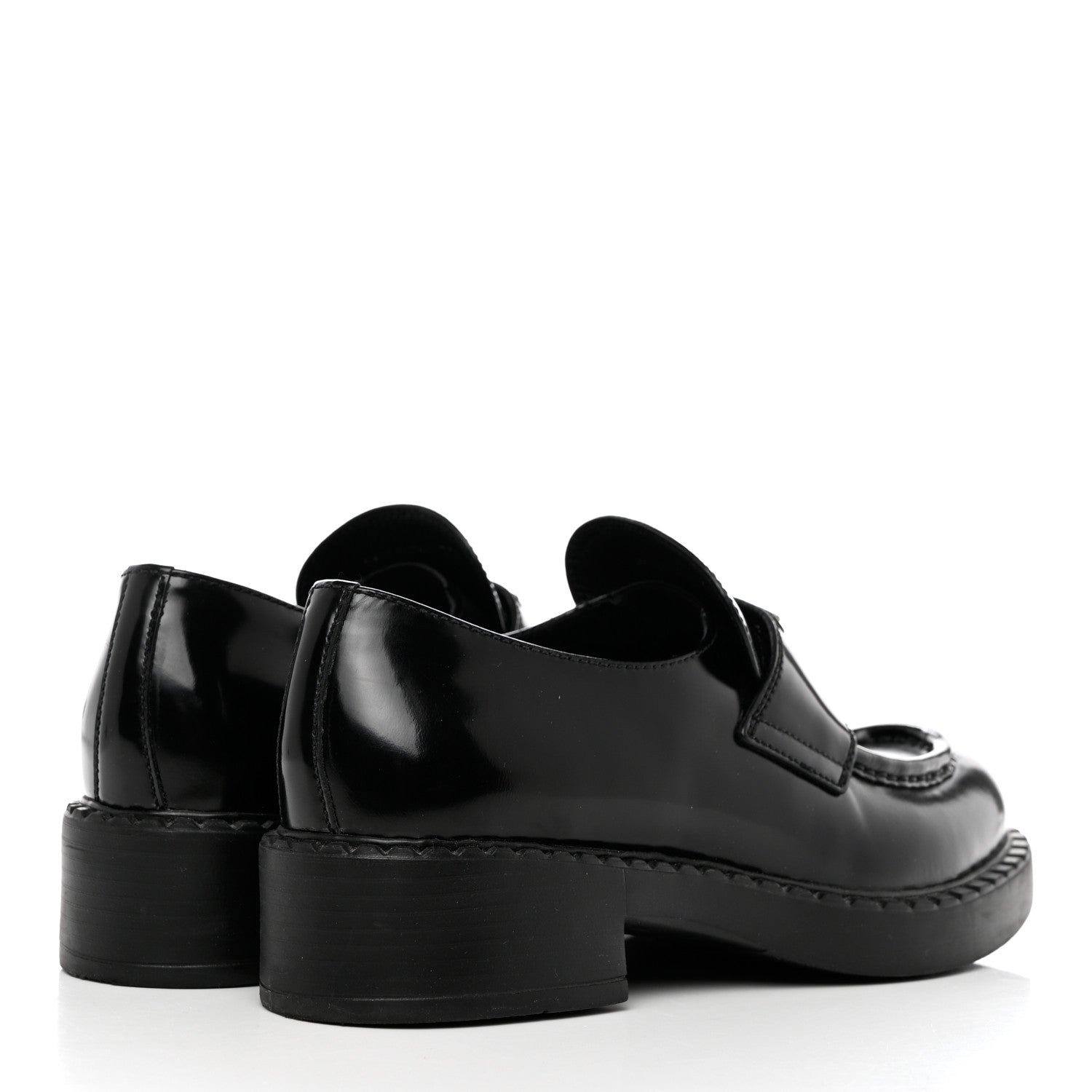 Prada Spazzolato Metal Triangle Logo 50mm Loafers 37.5 Black 4 of 9