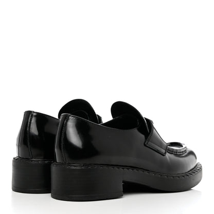 Prada Spazzolato Metal Triangle Logo 50mm Loafers 37.5 Black 4 of 9