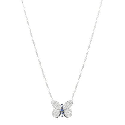 Graff 18K White Gold Diamond Blue Sapphire Baby Princess Butterfly Pendant Necklace 1 of 3