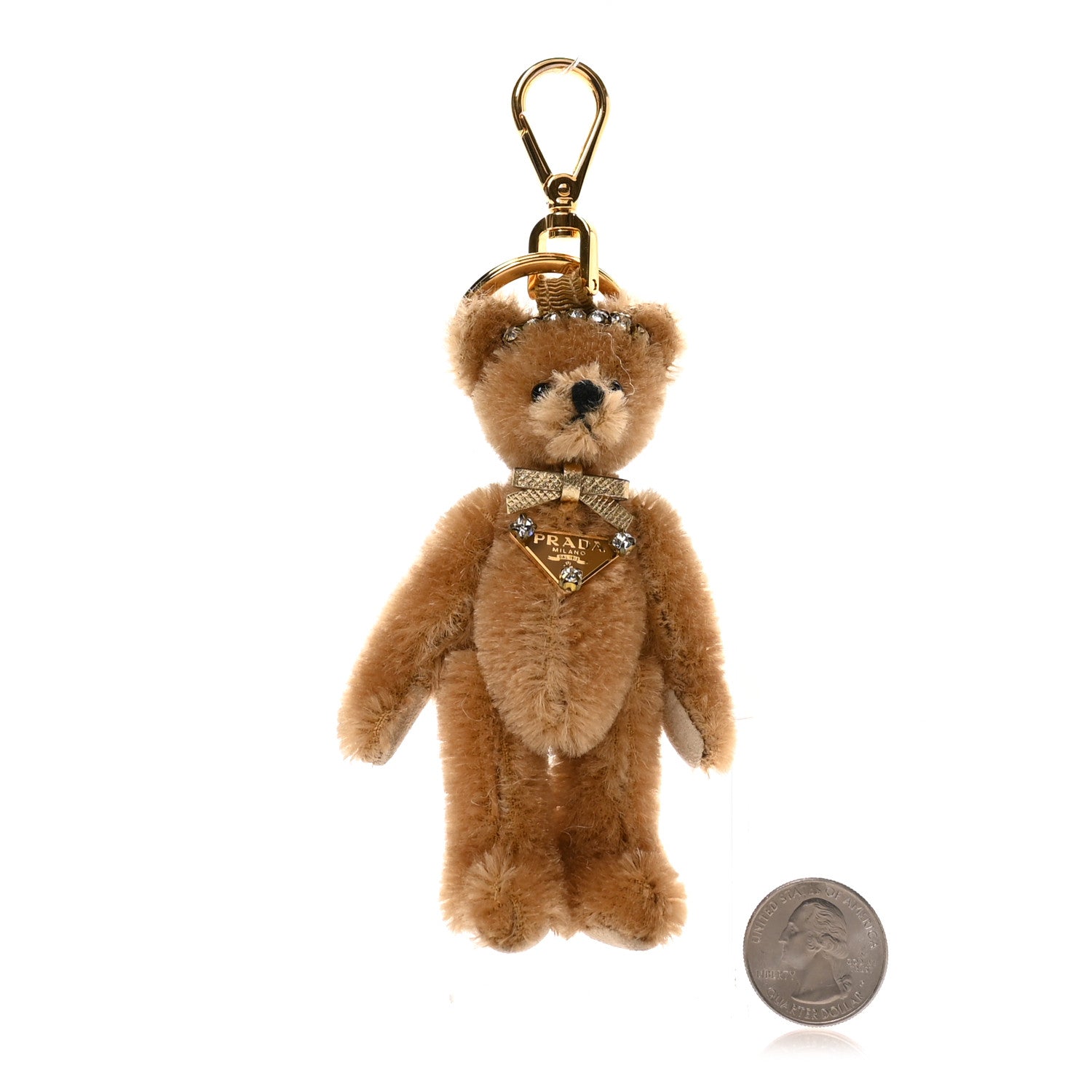 Prada Crystal Teddy Bear Keychain Brown 2 of 3