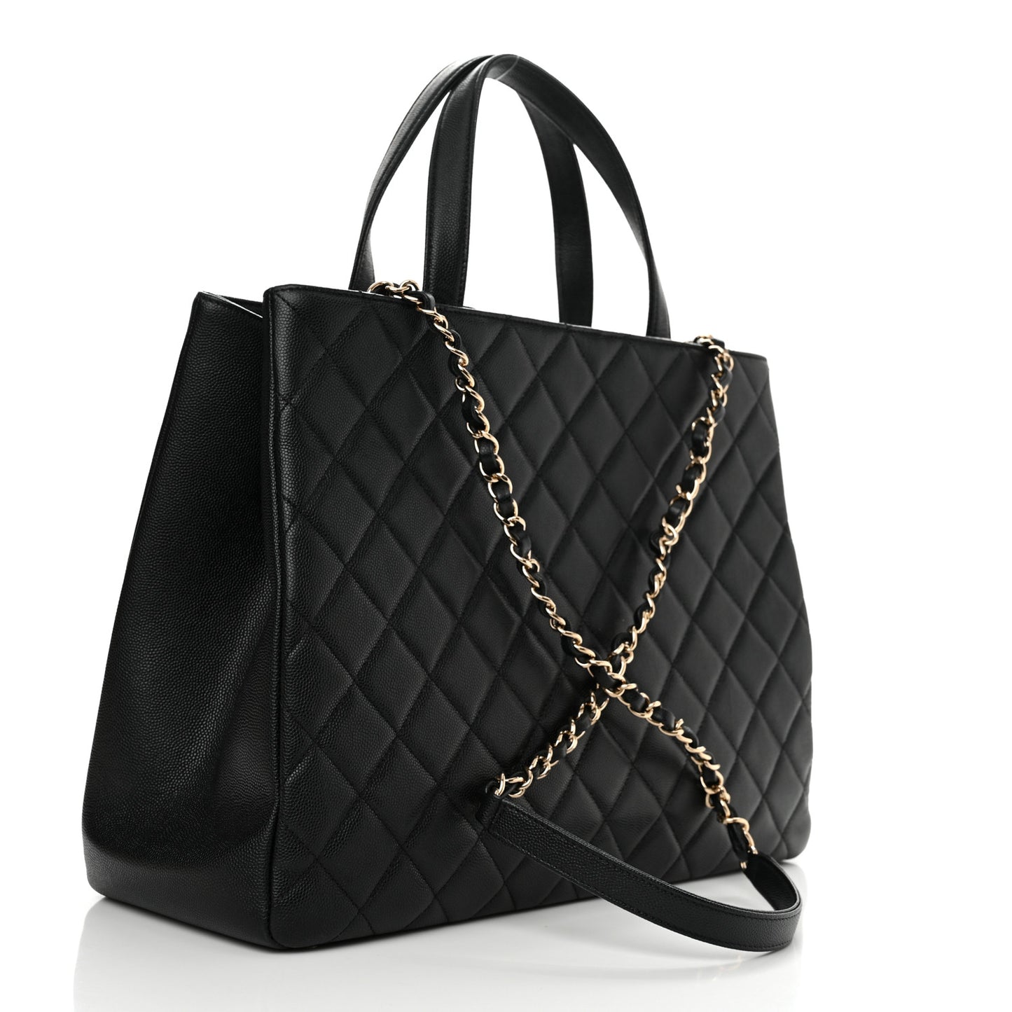 Caviar Quilted Large Business Affinity Shopping Bag Black