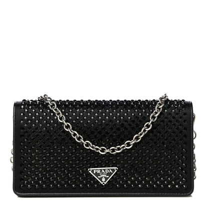 Prada Crystal Mini Wallet Chain Black 1 of 9