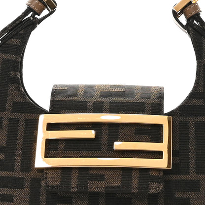 Fendi Fabric Jacquard FF 1974 Mini Cookie Hobo Bag Tobacco Moro 8 of 10