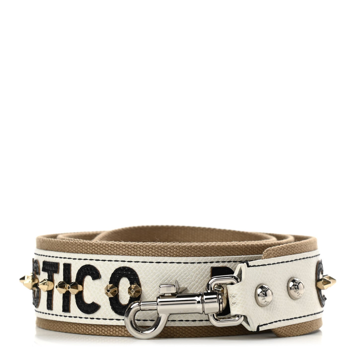 Canvas Dauphine Studded Bandistico Strap Beige White