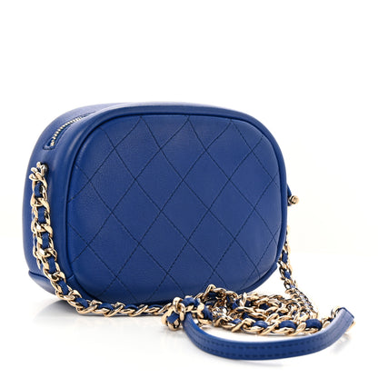 Chanel Goatskin Quilted Small Casual Trip Camera Case Blue 3 of 16