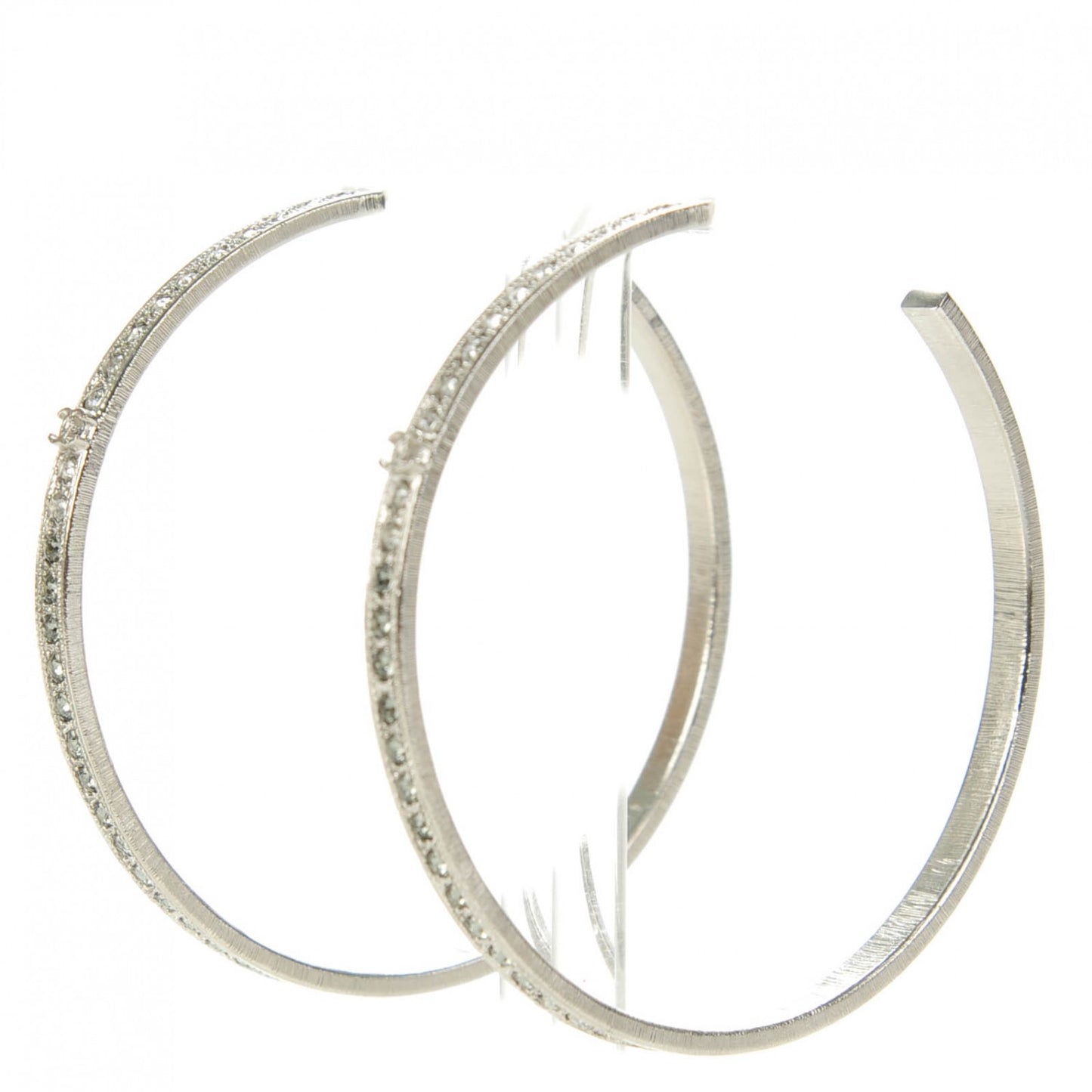 Crystal CC Large Hoop Earrings Grey Silver