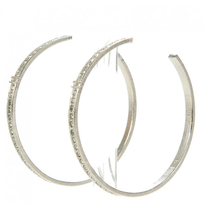 Chanel Crystal CC Large Hoop Earrings Grey Silver 2 of 8