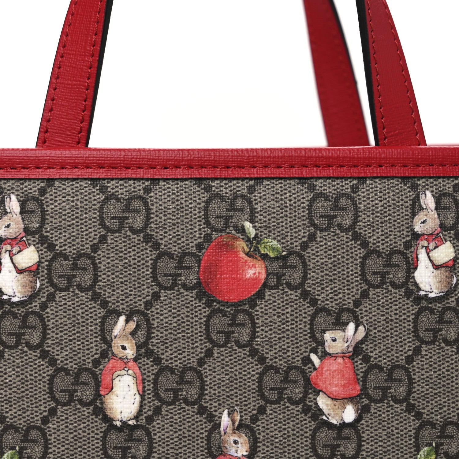 Gucci X Peter Rabbit GG Supreme Monogram Rabbit Apple Childrens Tote Beige Ebony Multicolor Bright Hibiscus 8 of 10