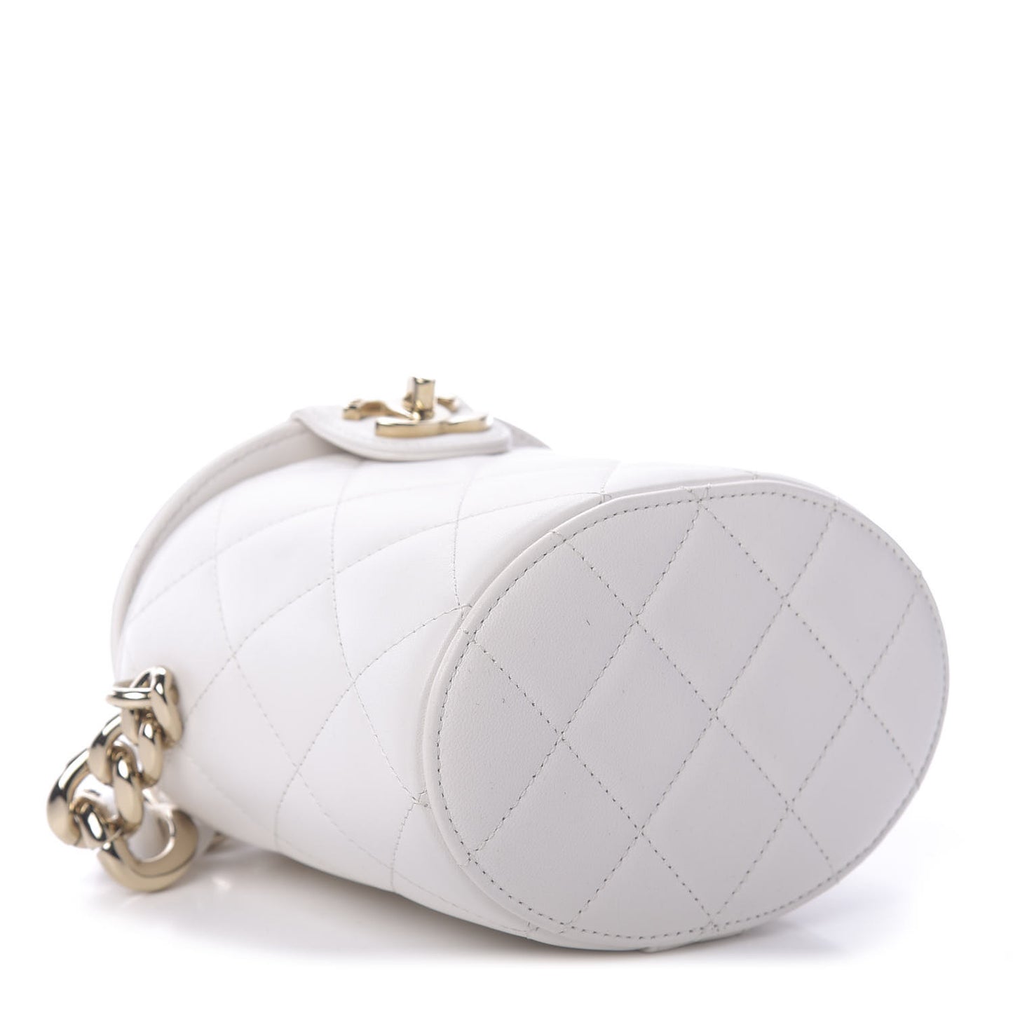 Lambskin Resin Elegant Chain Vanity Case White