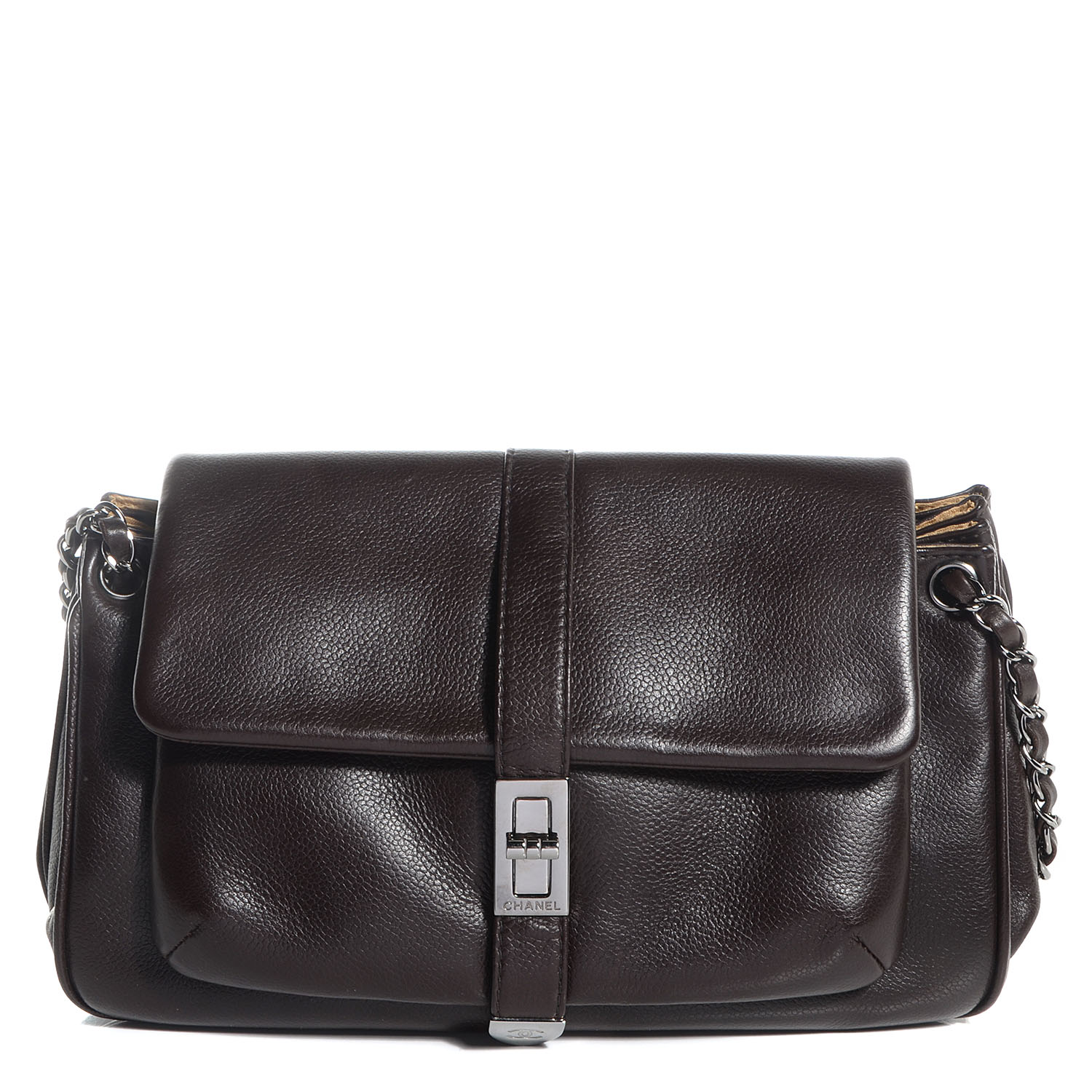 Chanel Caviar Mademoiselle Lock Accordion Flap Brown 1 of 7