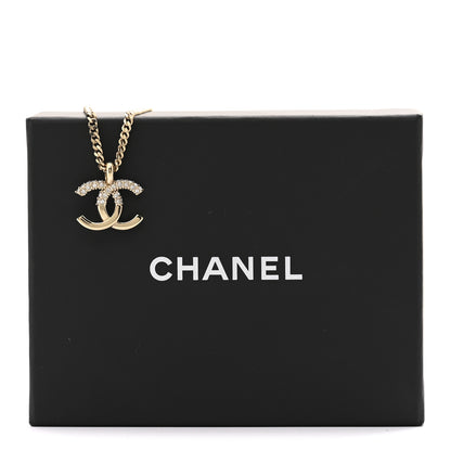 Chanel Metal Crystal Bead CC Necklace Gold 6 of 6