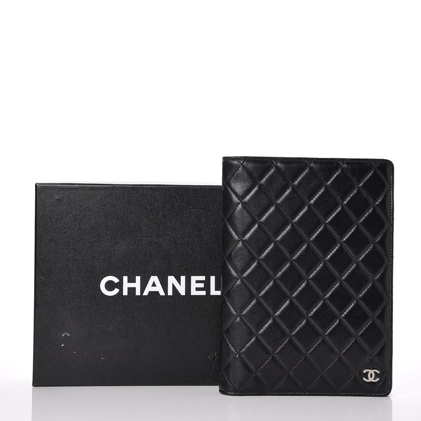 Lambskin Quilted Large Agenda Cover Black