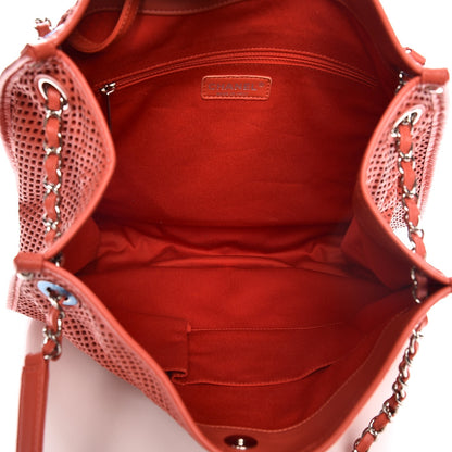 Chanel Calfskin Perforated Up In The Air Shoulder Bag Red 5 of 7