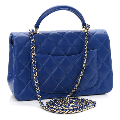 Chanel Lambskin Quilted Mini Top Handle Rectangular Flap Dark Blue 3 of 11