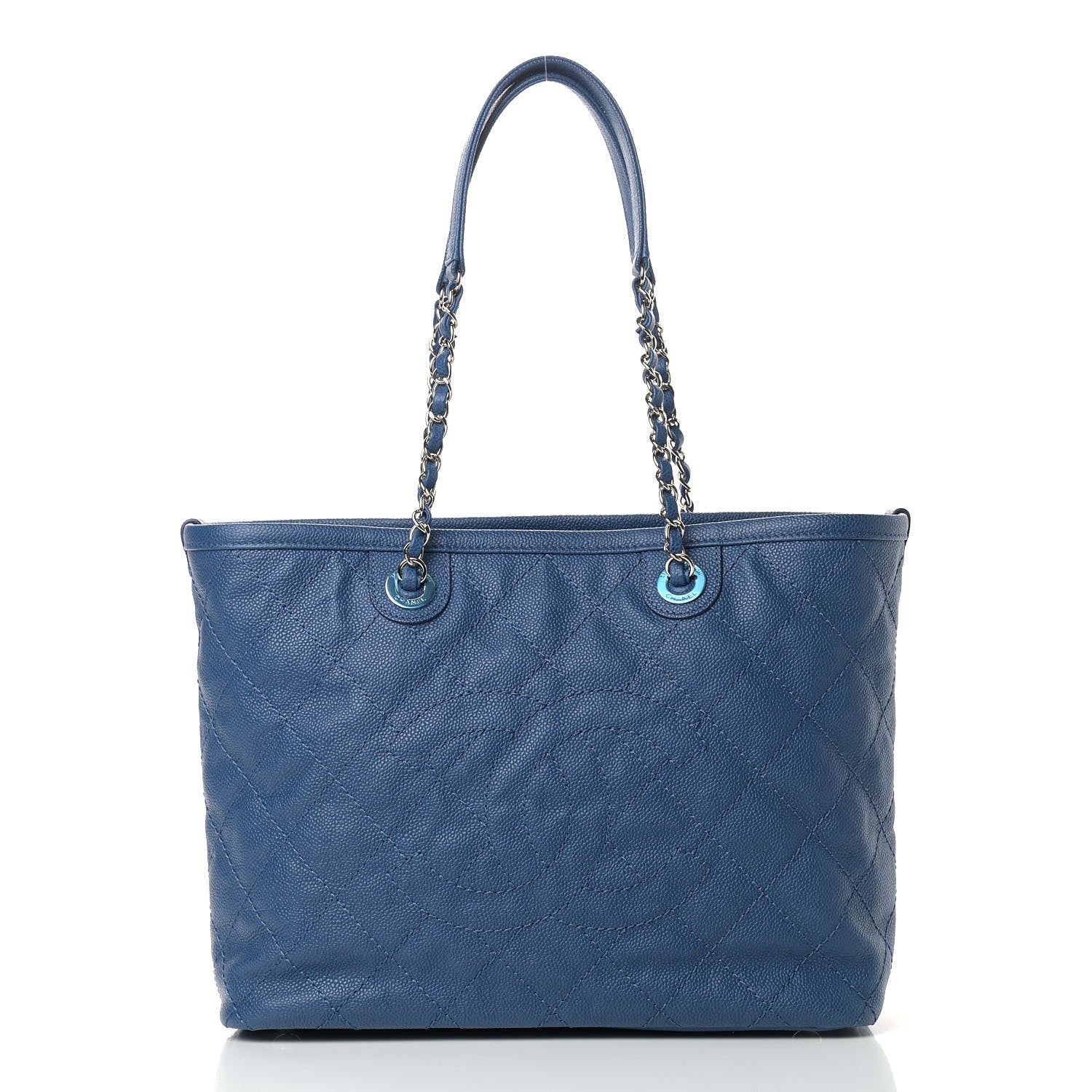 Chanel Grained Calfskin Quilted Small Daily Shopping Tote Blue 3 of 12