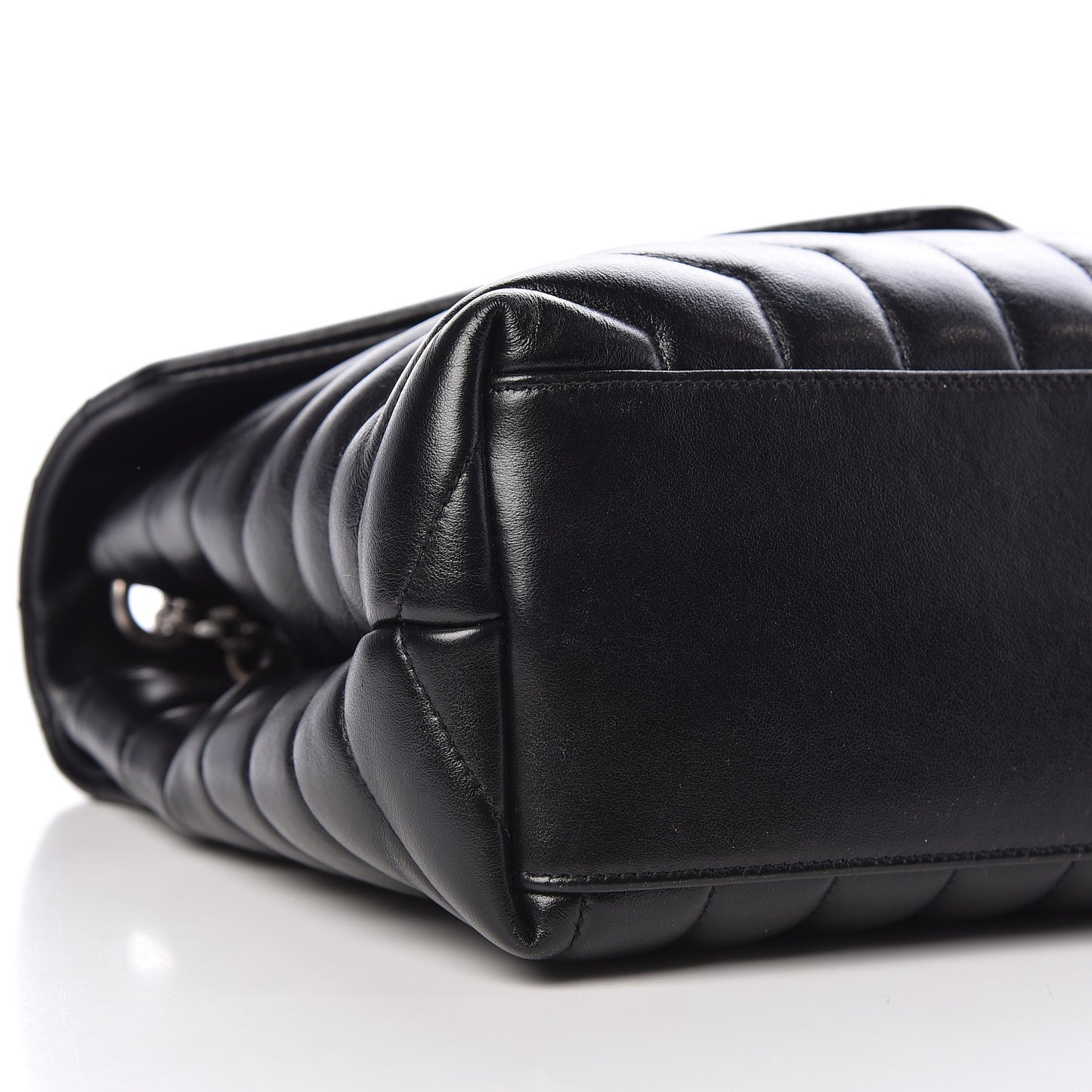 Calfskin Y Quilted Monogram Medium Loulou Chain Satchel Black