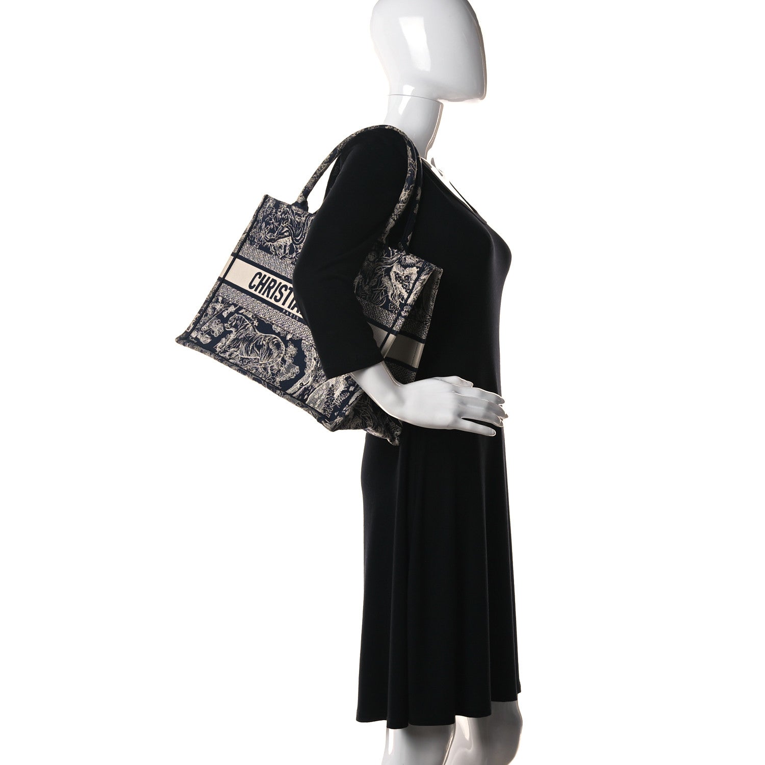 Christian Dior Canvas Embroidered Medium Toile De Jouy Reverse Book Tote Blue 2 of 10