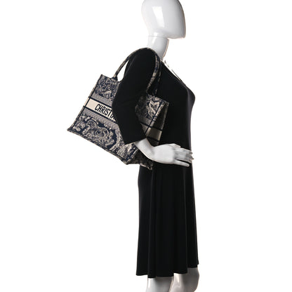 Christian Dior Canvas Embroidered Medium Toile De Jouy Reverse Book Tote Blue 2 of 10
