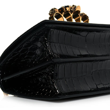 Alexander McQueen Crocodile Embossed Calfskin Knuckle Crossbody Black 7 of 8