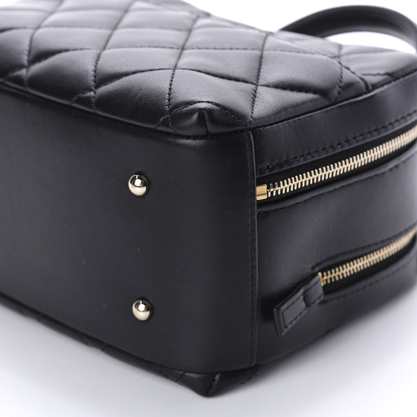 Lambskin Quilted Small Trendy CC Bowling Bag Black