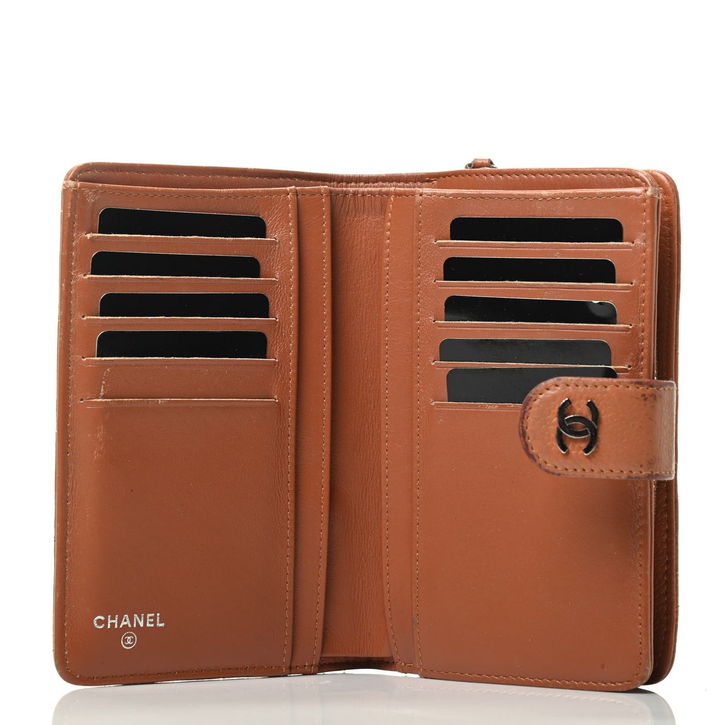 Caviar Quilted CC French Wallet Light Brown