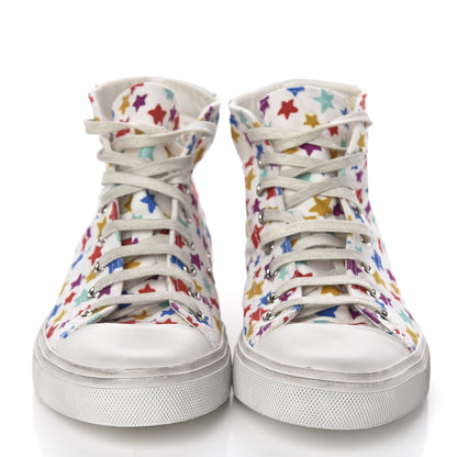 Saint Laurent Distressed Canvas Fun-Star Print Bedford Hightop Sneakers 36 Cream 2 of 9