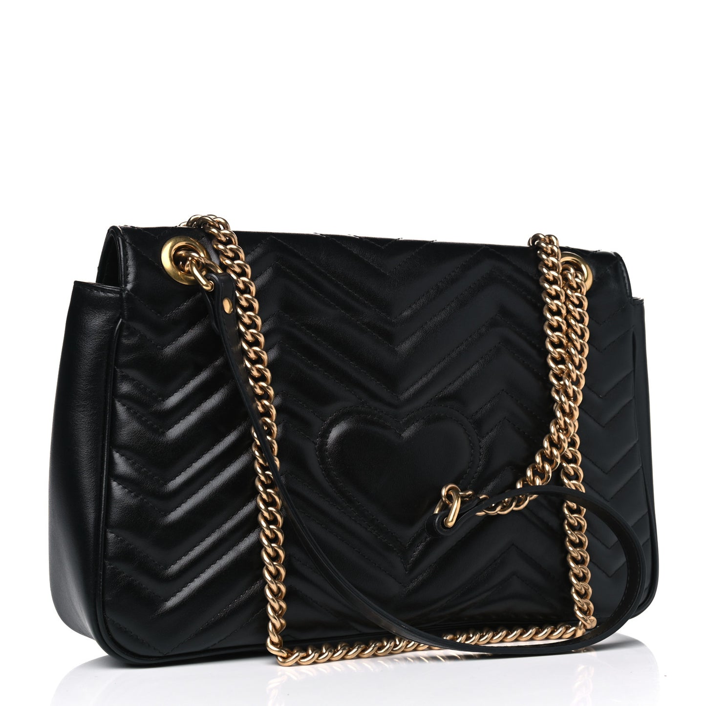 Calfskin Matelasse Medium GG Marmont Shoulder Bag Black