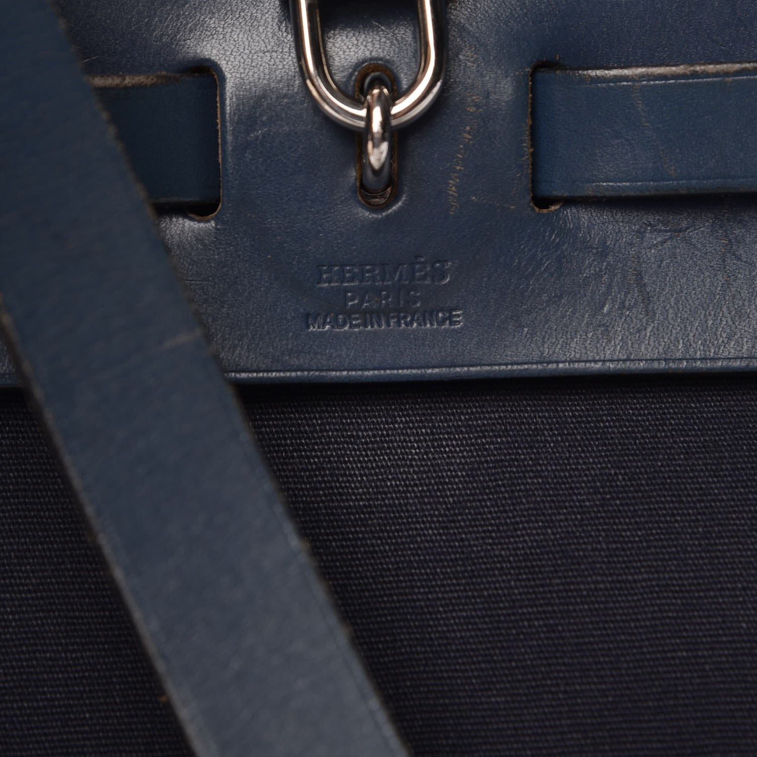 Hermes Toile Vache Calfskin Herbag PM 30 Navy Bleu Natural 7 of 25