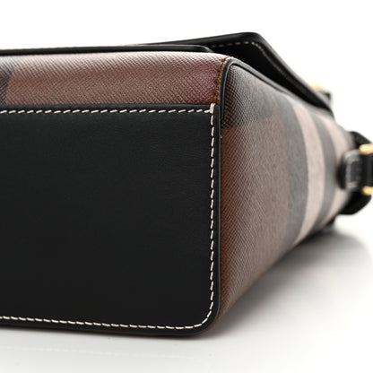 Burberry Calfskin Giant Check E-Canvas Note Crossbody Bag Dark Birch Brown 10 of 11