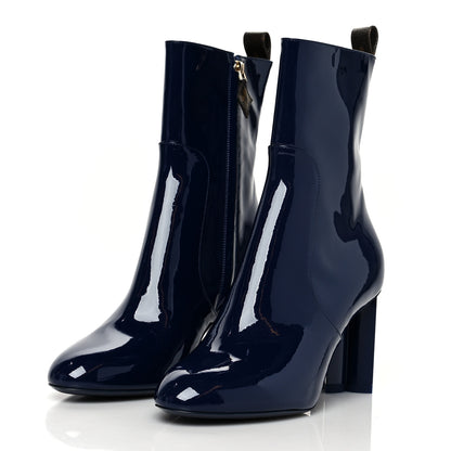 Louis Vuitton Patent Silhouette Ankle Boots 38 Blue 3 of 8