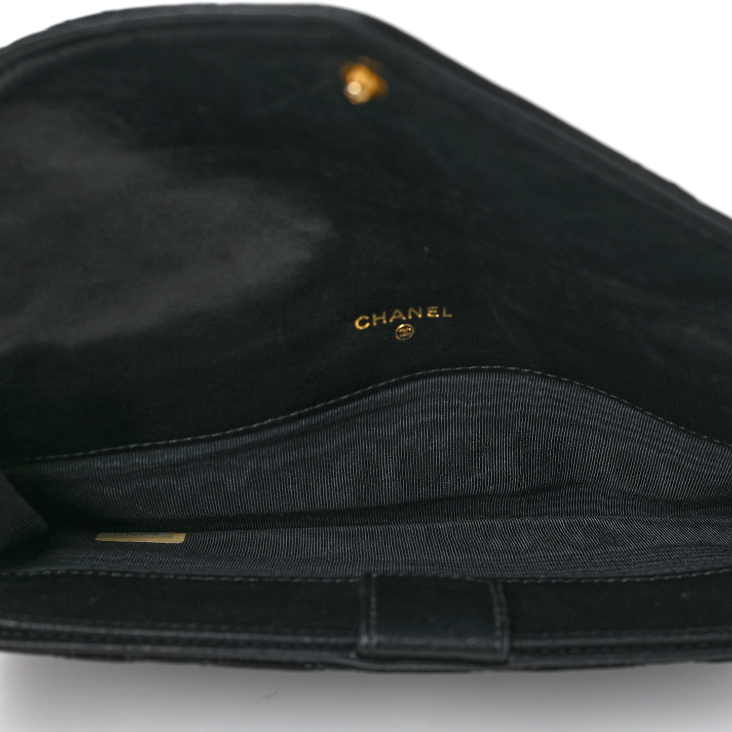 Lambskin Diamond Stitched Envelope Long Flap Wallet Black