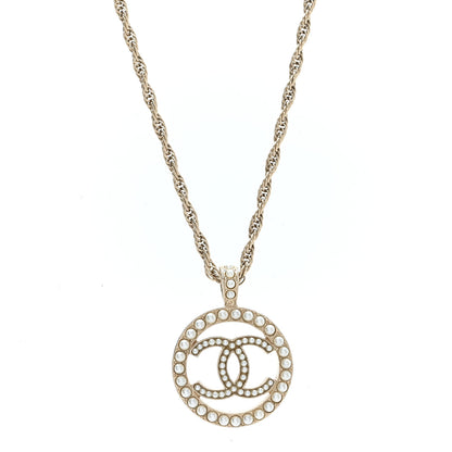 Chanel Pearl CC Round Pendant Necklace Gold 1 of 5