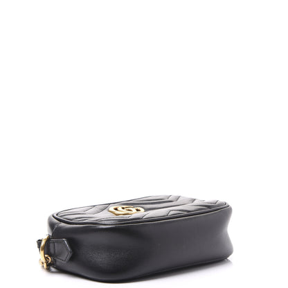 Gucci Calfskin Matelasse Mini GG Marmont Chain Shoulder Bag Black 3 of 13