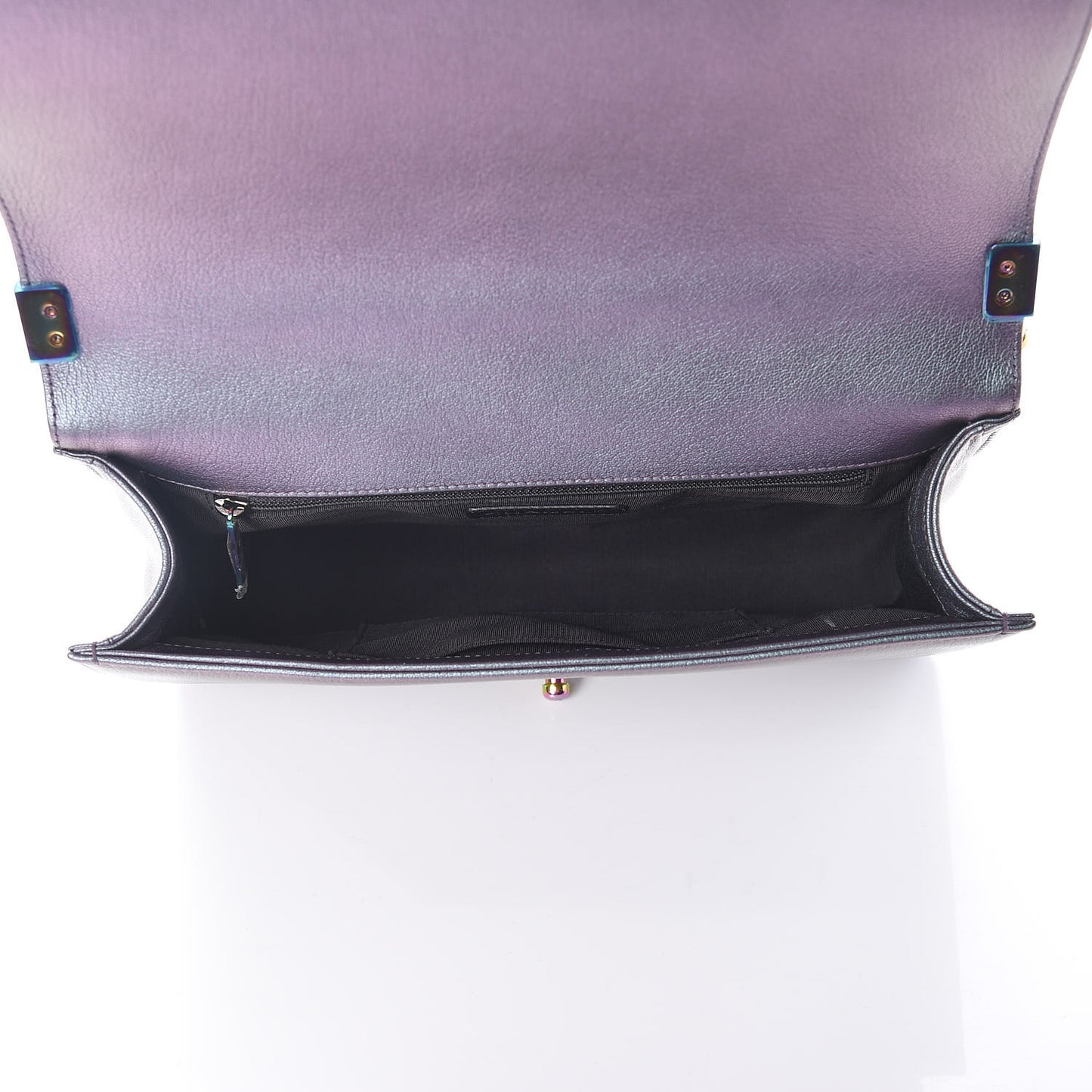 Iridescent Goatskin Quilted New Medium Boy Flap Purple