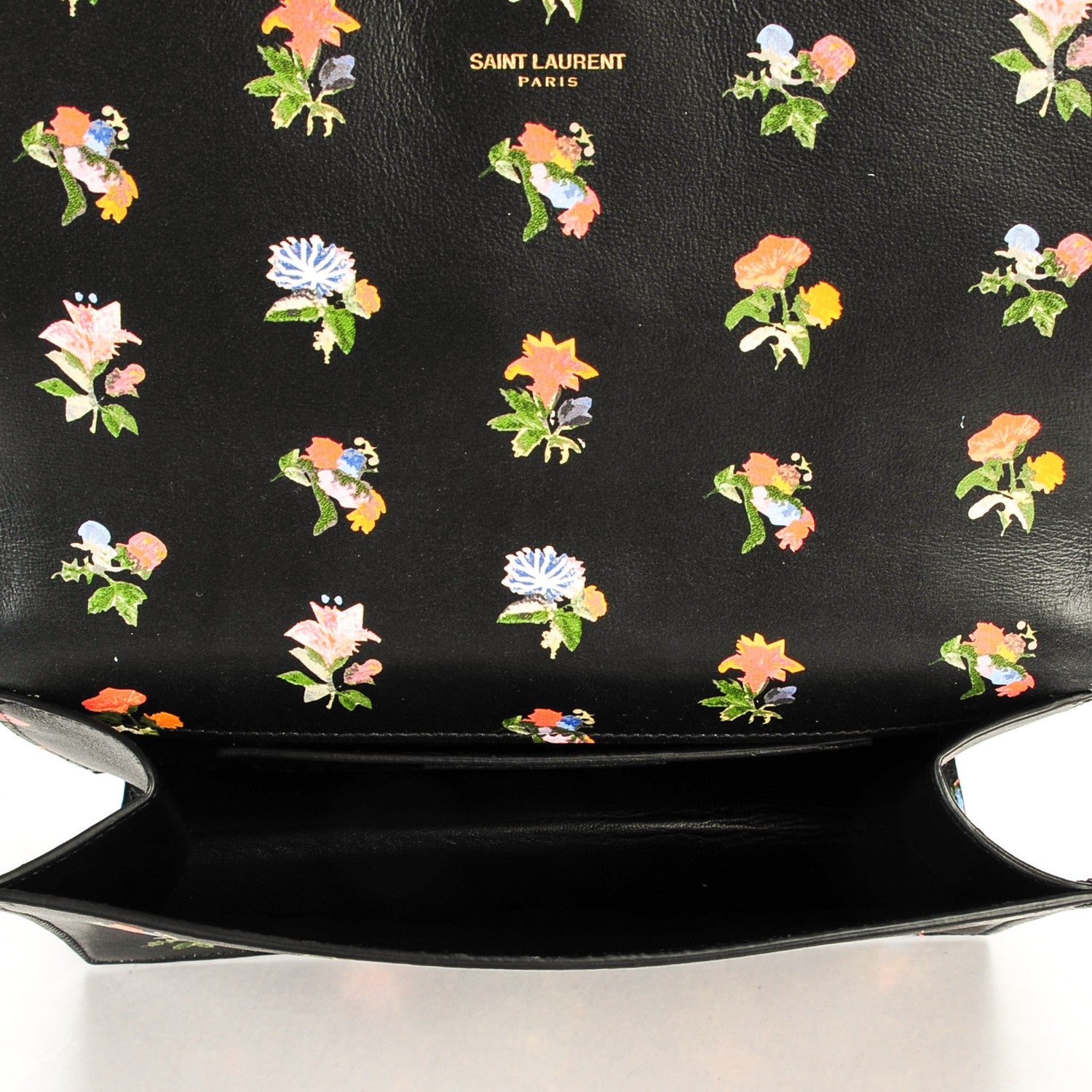 Saint Laurent Calfskin Prairie Flower Printed Small Monogram Clutch Black Multicolor 5 of 8