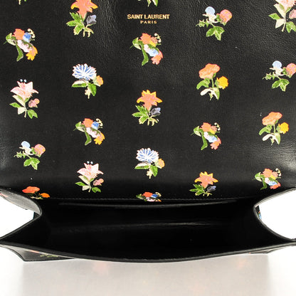 Saint Laurent Calfskin Prairie Flower Printed Small Monogram Clutch Black Multicolor 5 of 8