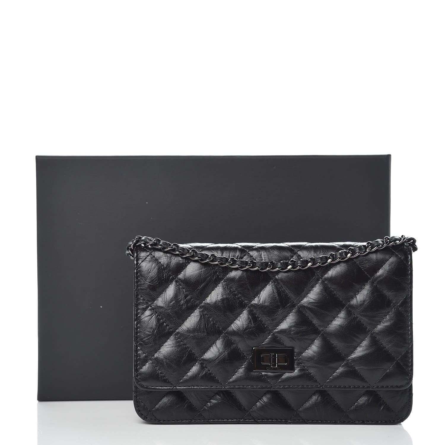Chanel Aged Calfskin Quilted Reissue Wallet On Chain WOC So Black 11 of 11