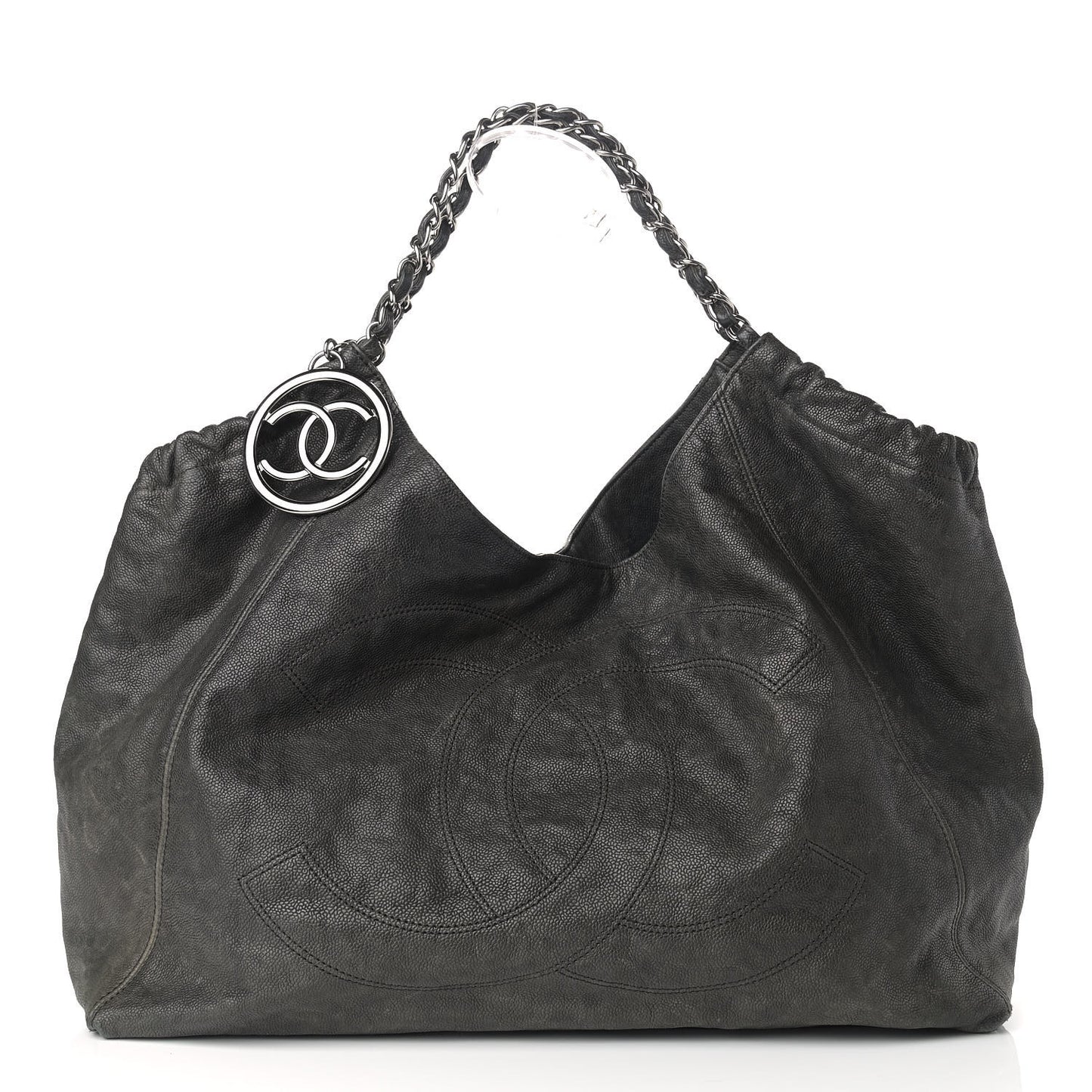 Distressed Caviar XL Coco Cabas Black