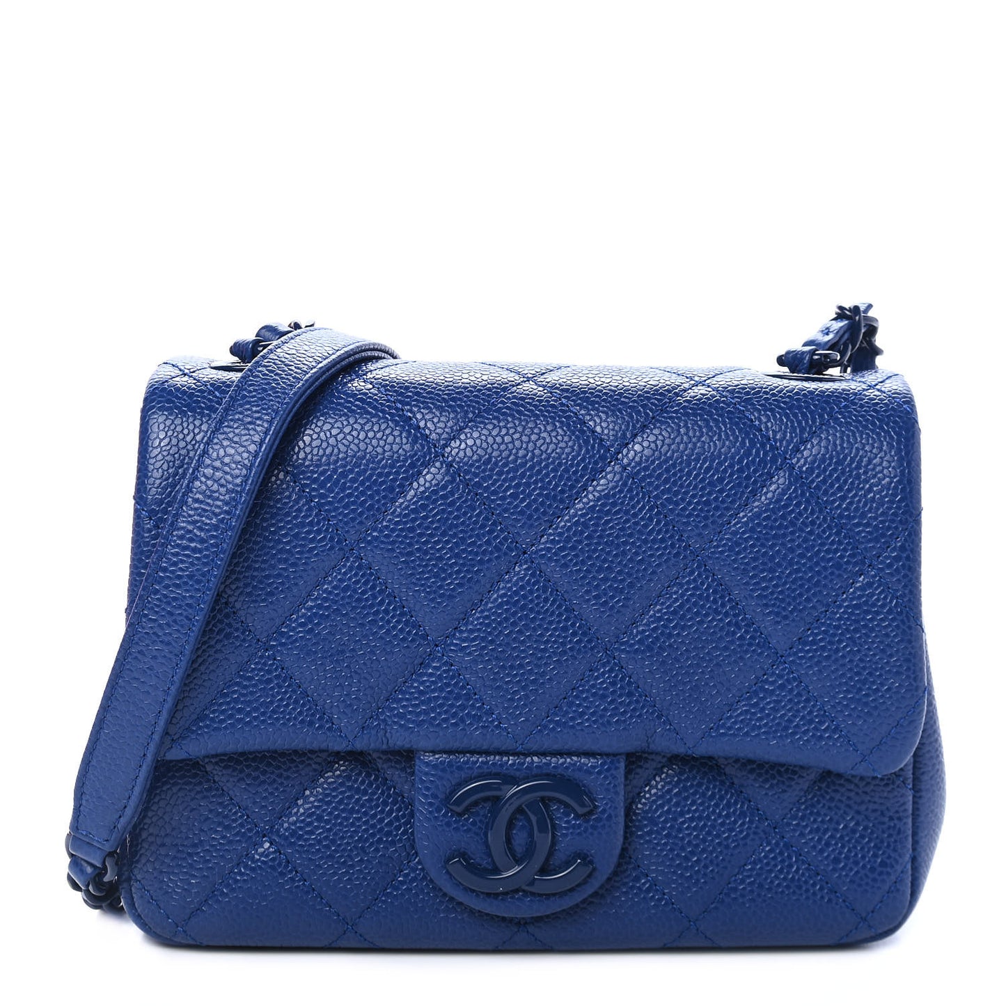 Caviar Quilted Incognito Mini Square Flap Dark Blue