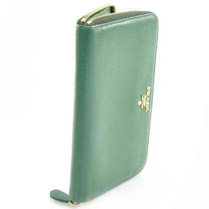 Prada Saffiano Zip Around Wallet Green 3 of 7