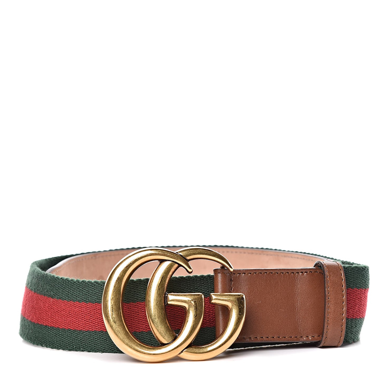 Nylon Calfskin Double G Web 40mm Belt 80 32 Green Red Cuir