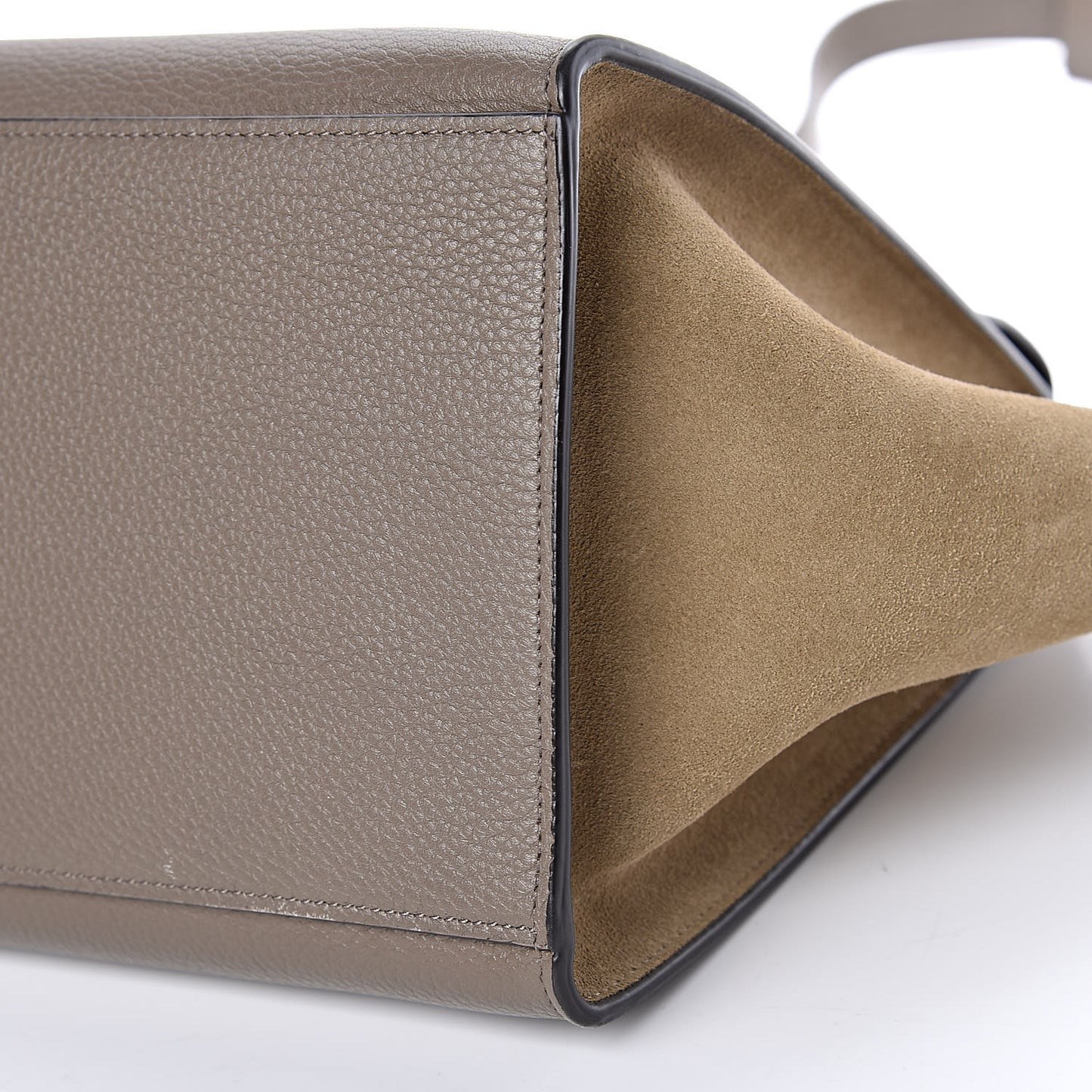 Drummed Calfskin Suede Small Trapeze Souris
