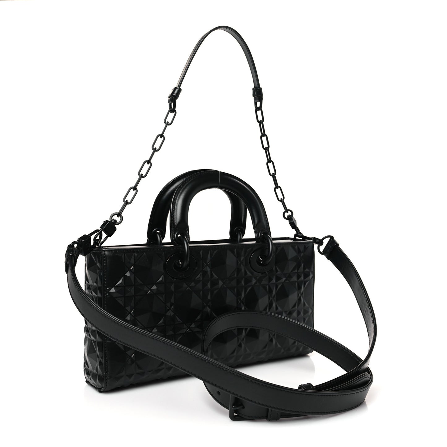 Calfskin Cannage Diamond Medium Lady D-Joy Black