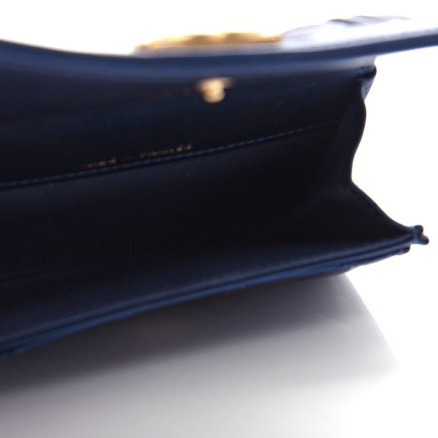 Metallic Lambskin Quilted Boy Flap Card Holder Blue
