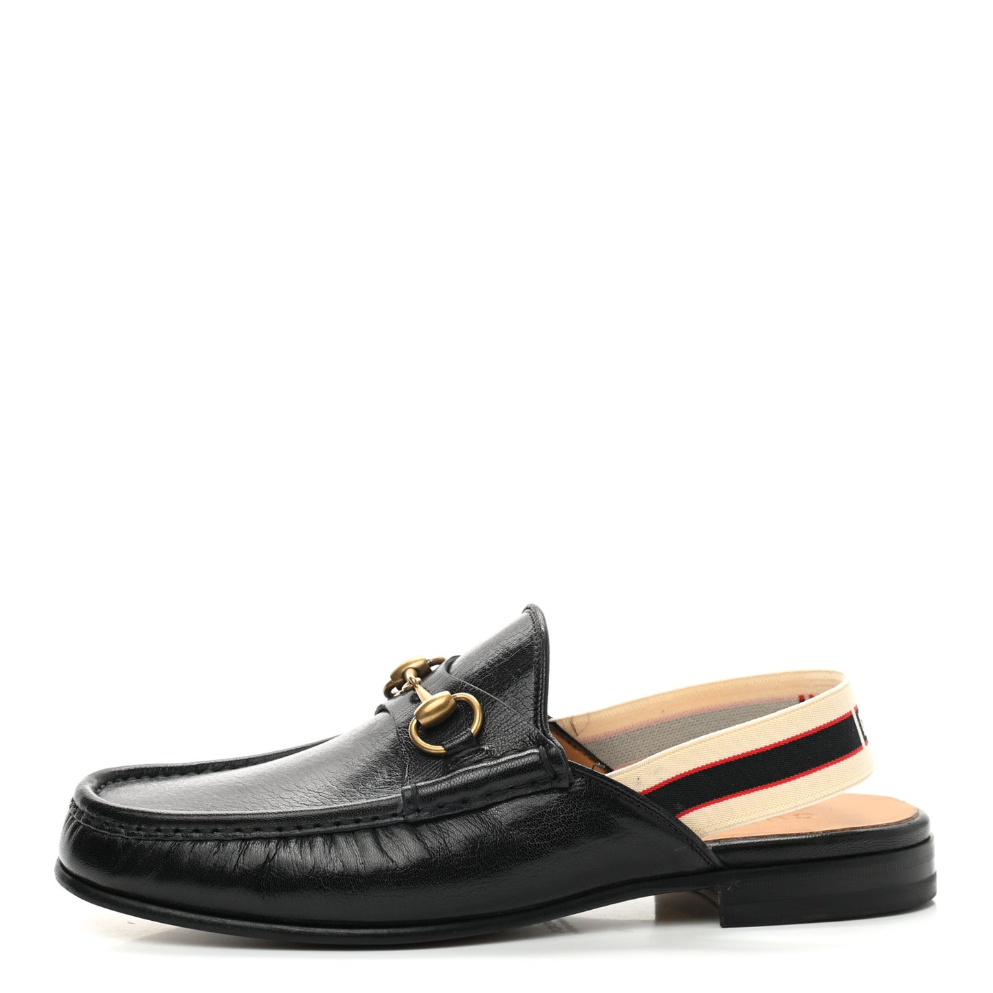 Goatskin Stripe Mens Horsebit Slingback Slippers 8 Black